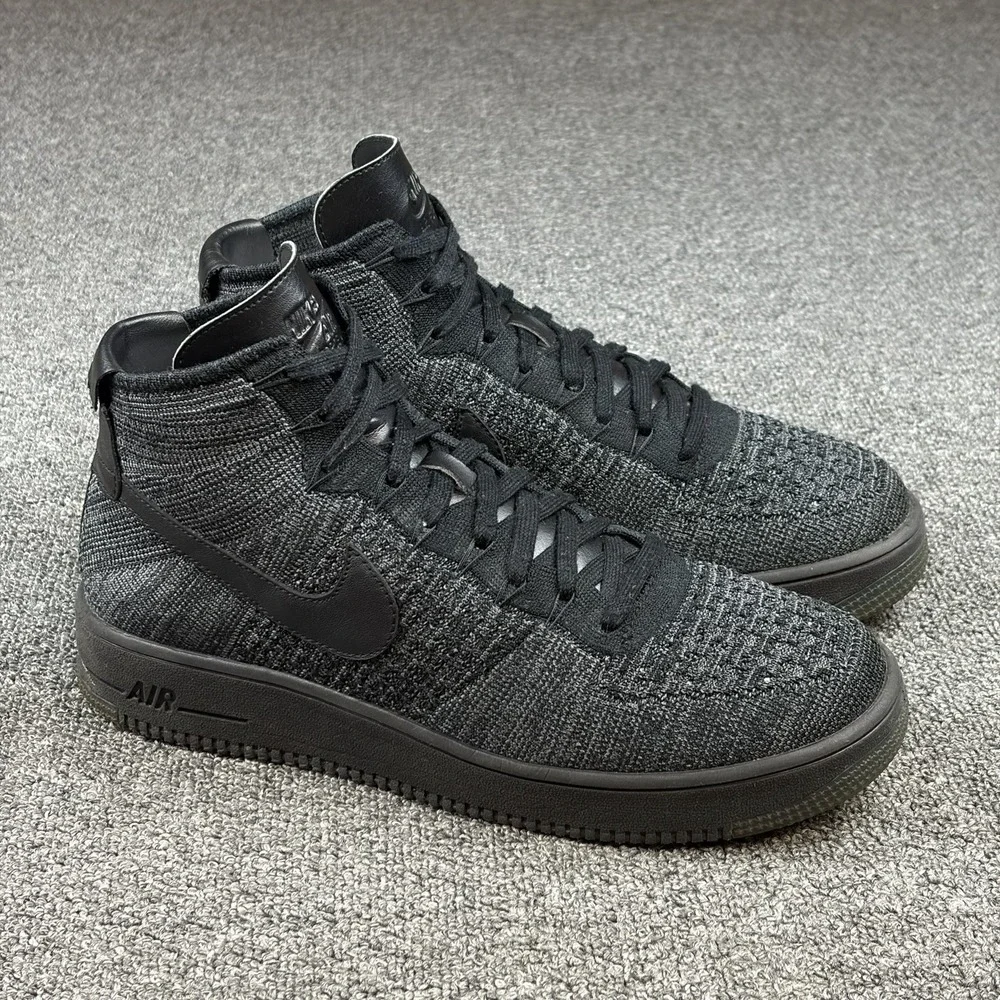 Nike Air Force 1 Ultra Flyknit Mid Dark Grey Black 817420-001 Men's Size 10
